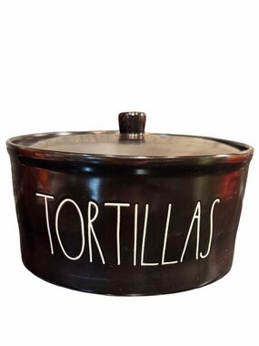 Rae Dunn Tortilla Warmer Black Tortillas Shell Holder Storage Container with Lid